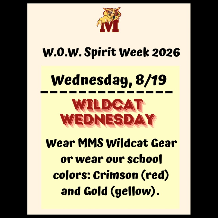 An English language flyer for Spirit Day #2 on Wednesday, 8/19: Wildcat Wednesday