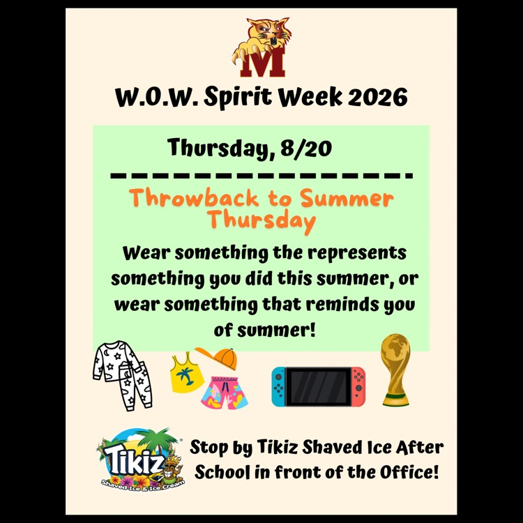 An English language flyer for Spirit Day #3 on Thursday, 8/20: Throwback to Summer Thursday