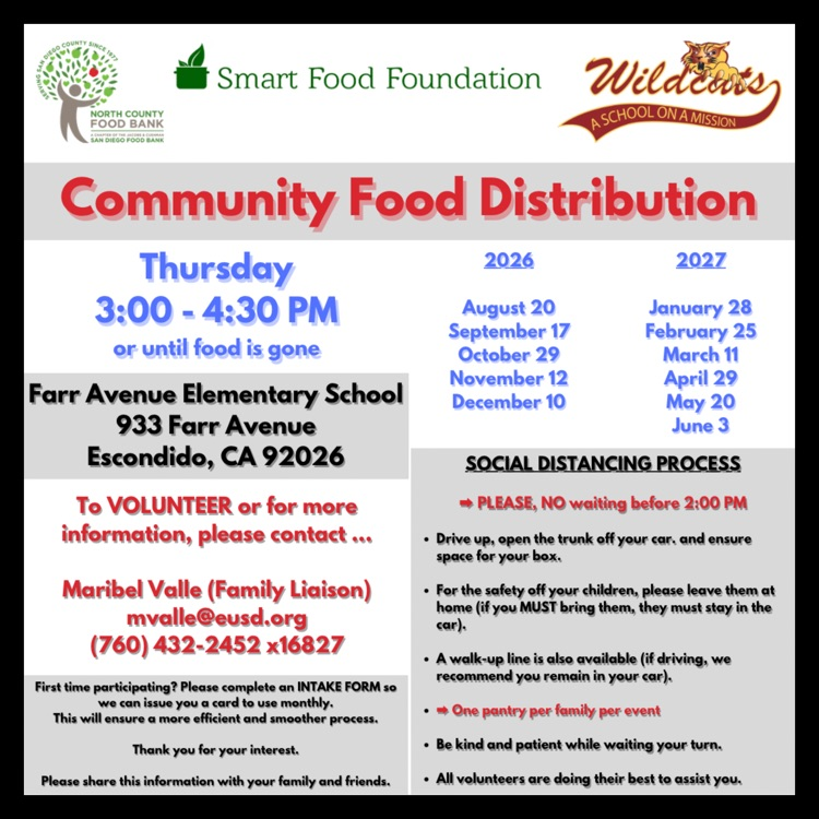 An English language flyer for the Community Food Distribution