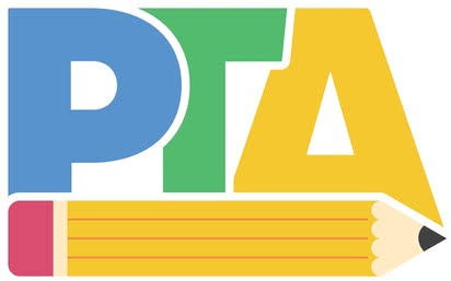 Colorful "PTA" letters in blue, green, and yellow, accompanied by a yellow pencil with a pink eraser.