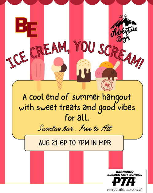 Ice Cream Social flyer Friday 21 at 6pm