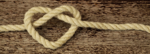 piece of rope tied as a heart