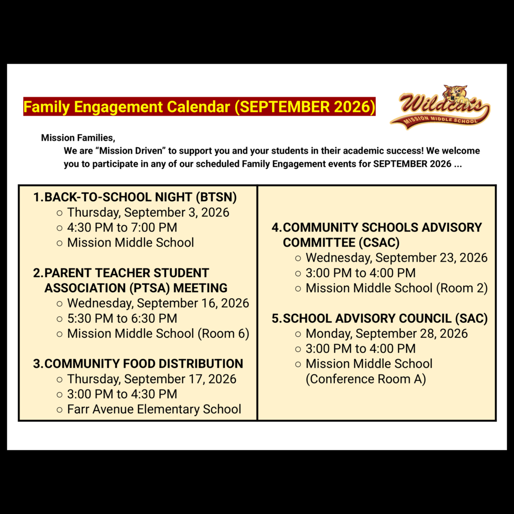 Page 1 (of 2) of the English language Family Engagement Calendar for September 2026