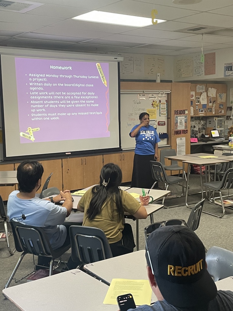 Teacher presenting to families