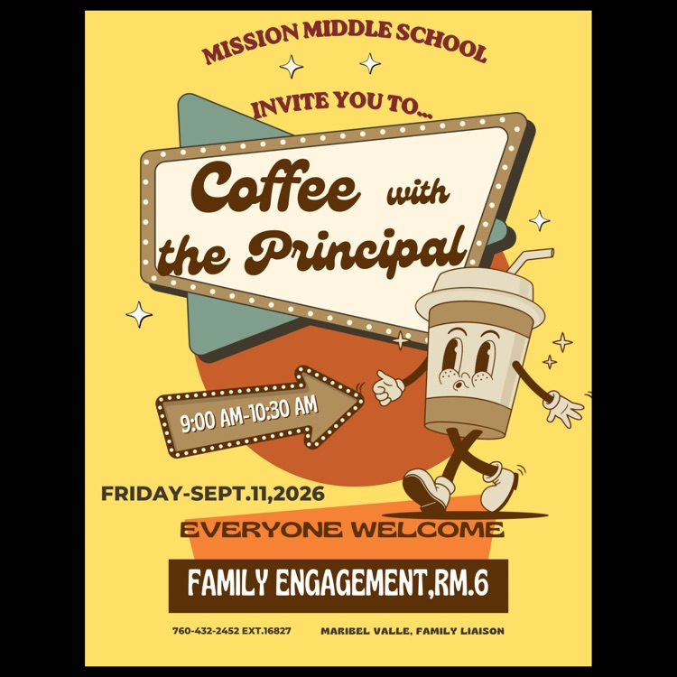An English language flyer for Coffee with the Principal