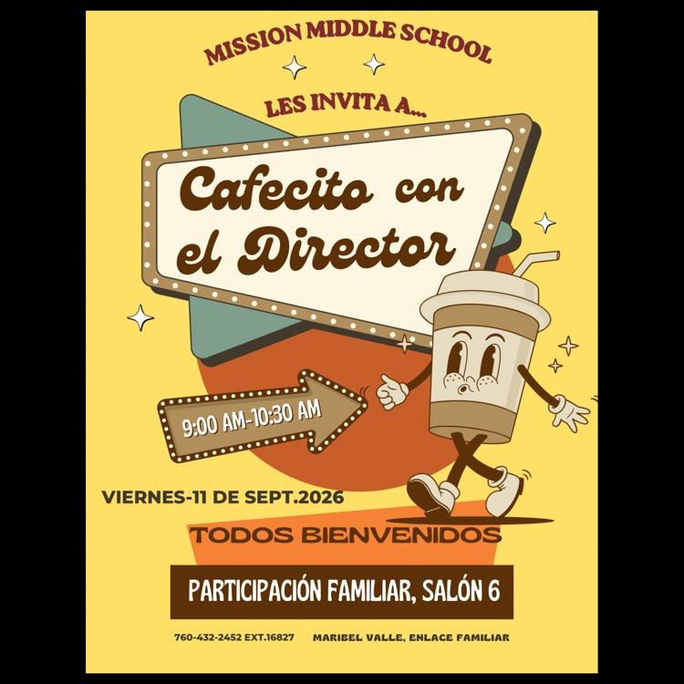 A Spanish language flyer for Coffee with the Principal