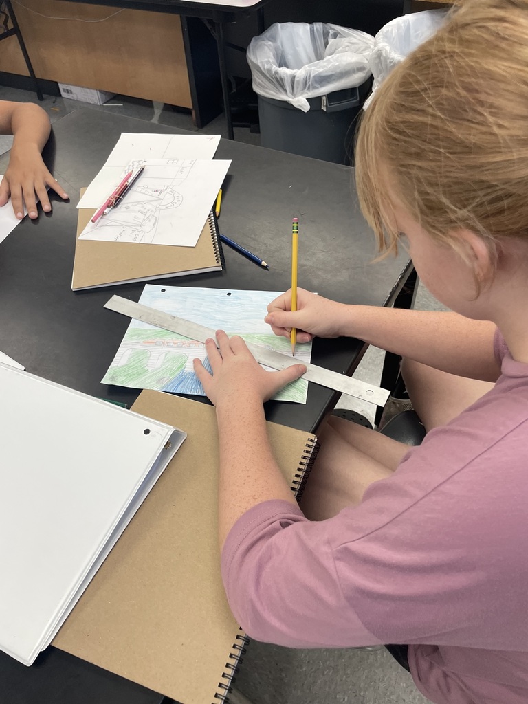 Student working on art project