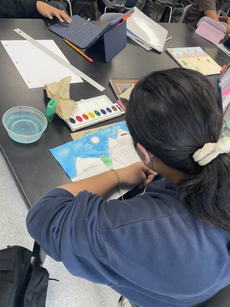 Student working on art project