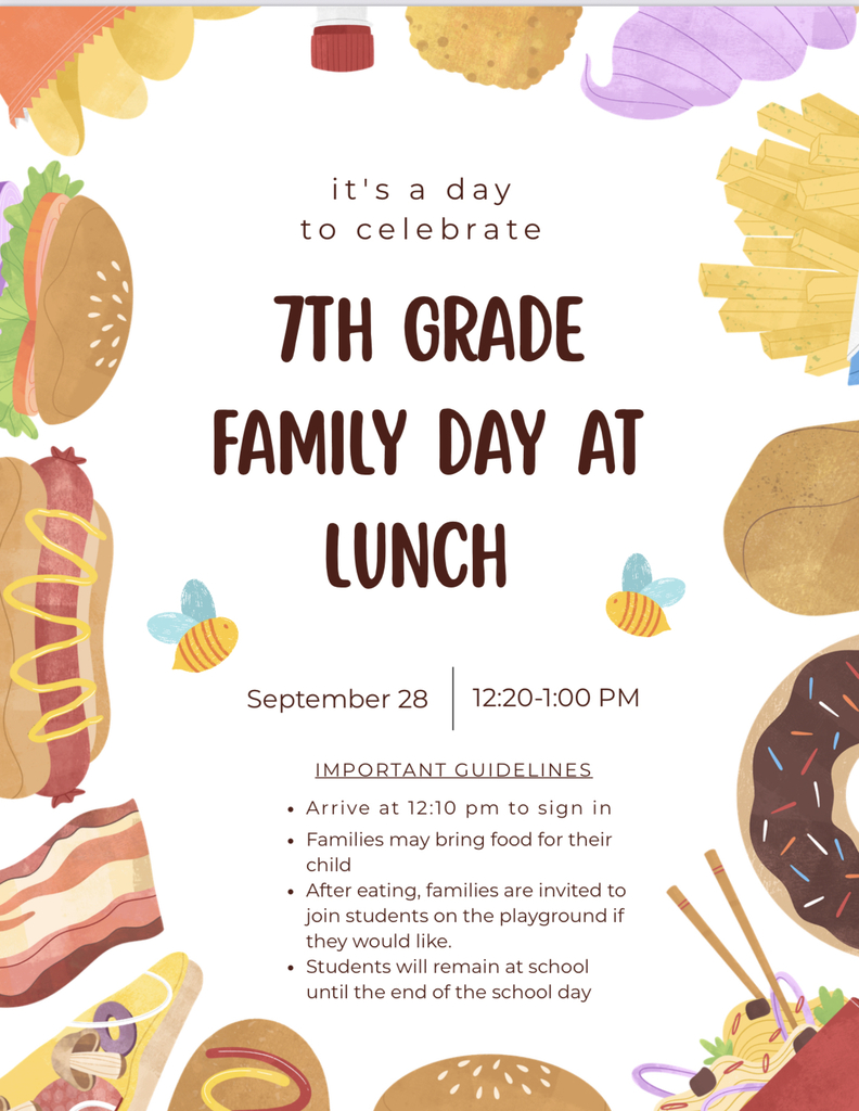 7th grade family day at lunch flyer