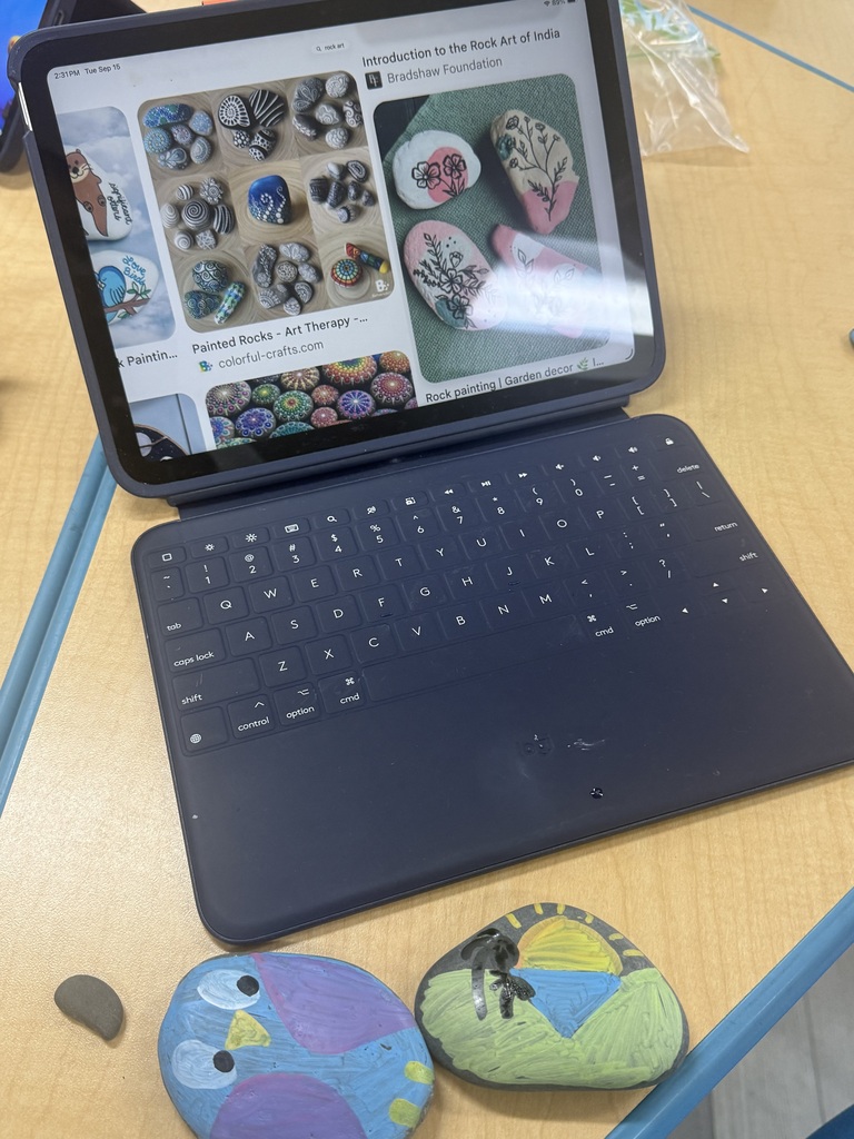 decorated rocks on an ipad