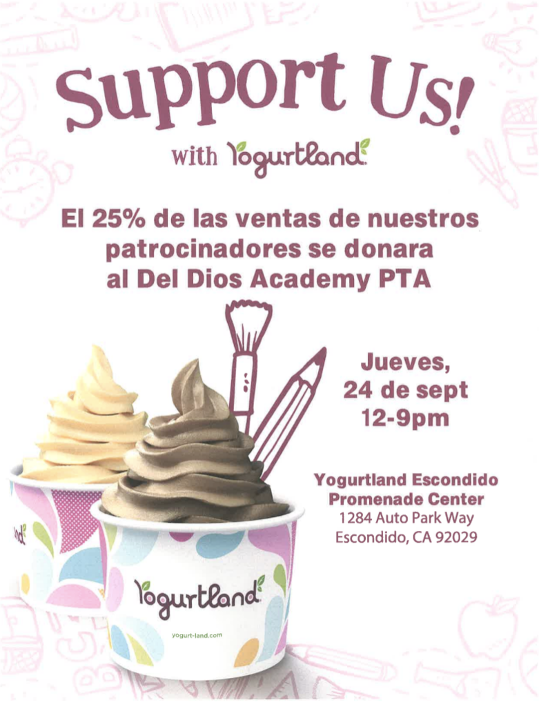 Yogurtland PTA Fundraiser 
