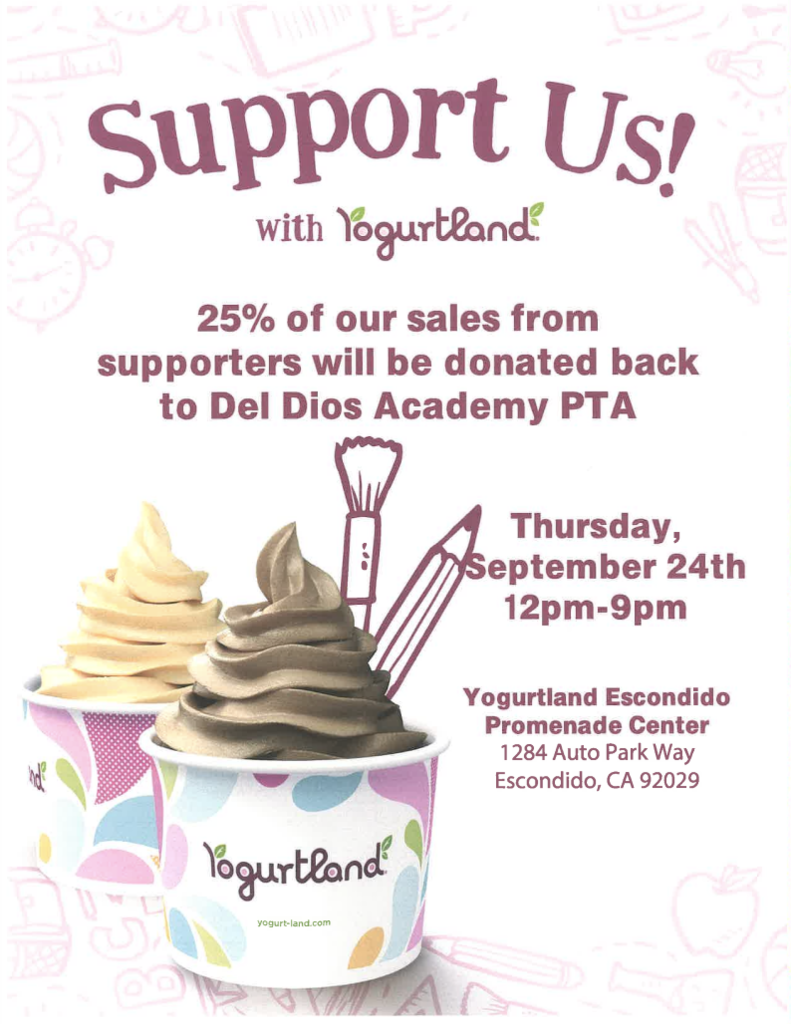Yogurtland PTA Fundraiser 