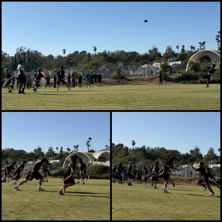 flag football teams in a photo collage 