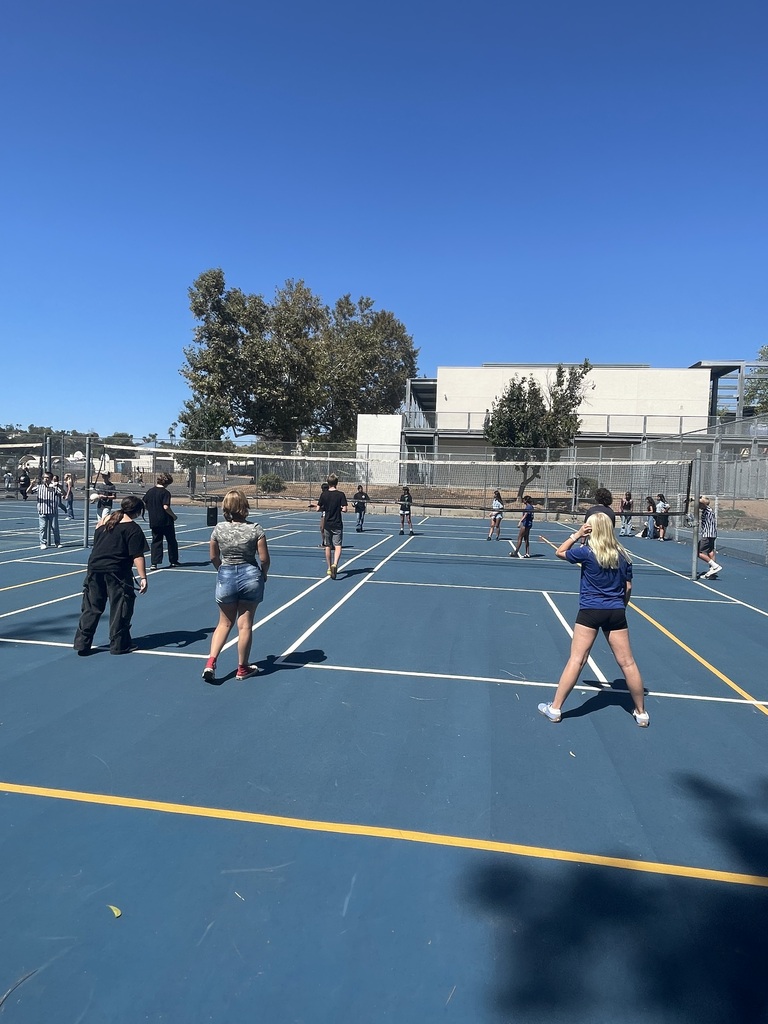 Students playing volleyball