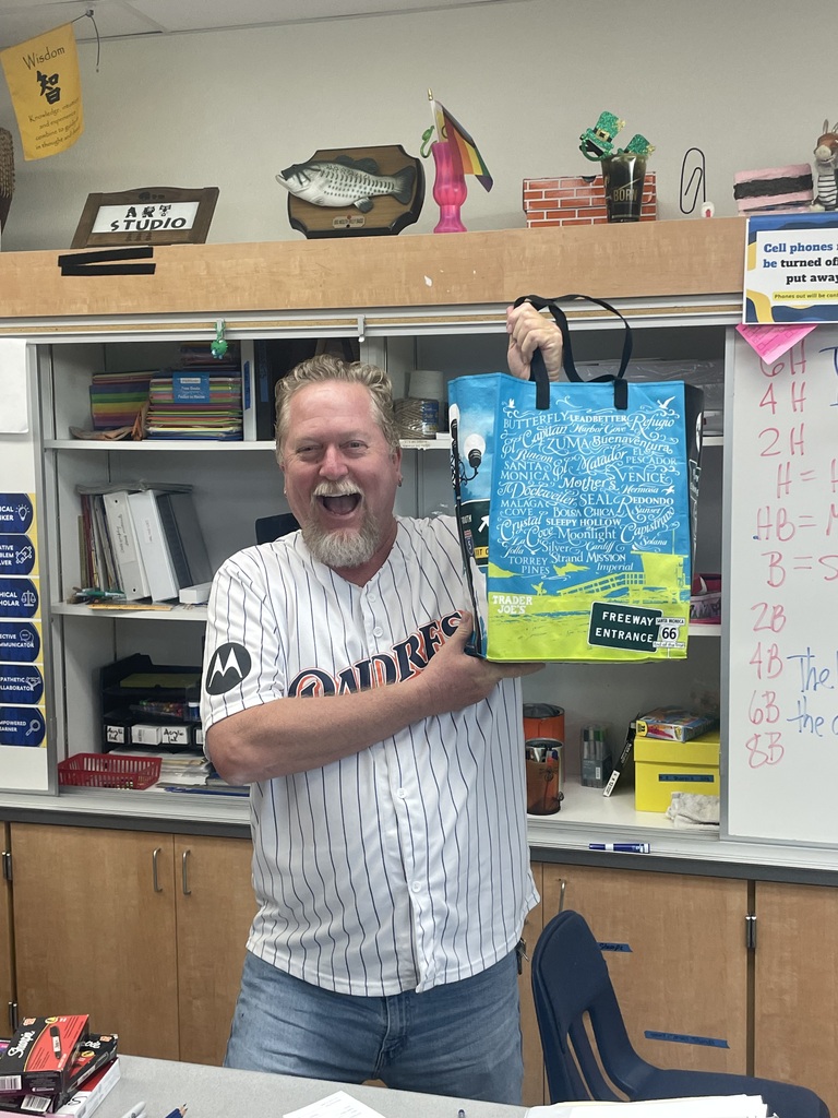 Teacher wil Trader Joes swag bag