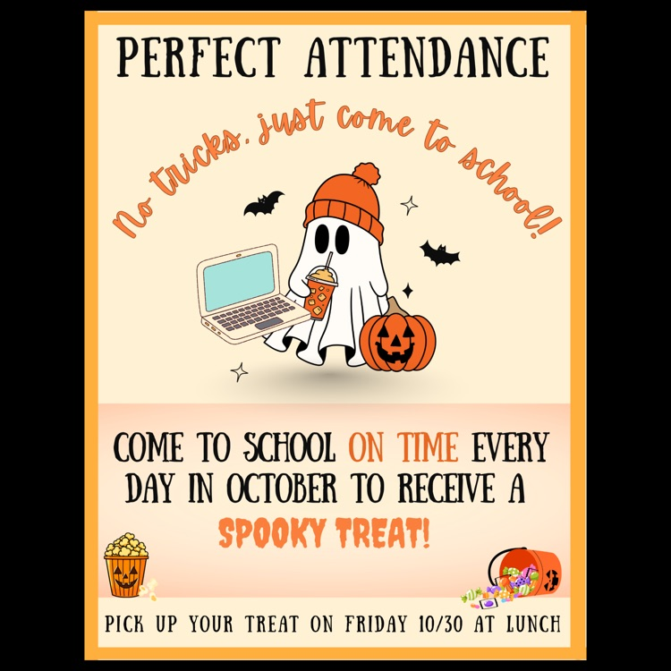An English language flyer for Perfect Attendance October