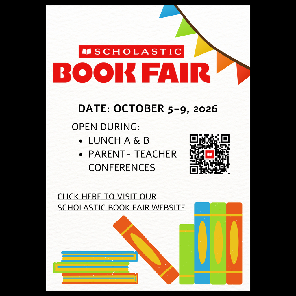 An English language flyer with details for the Scholastic Book Fair at Mission Middle School