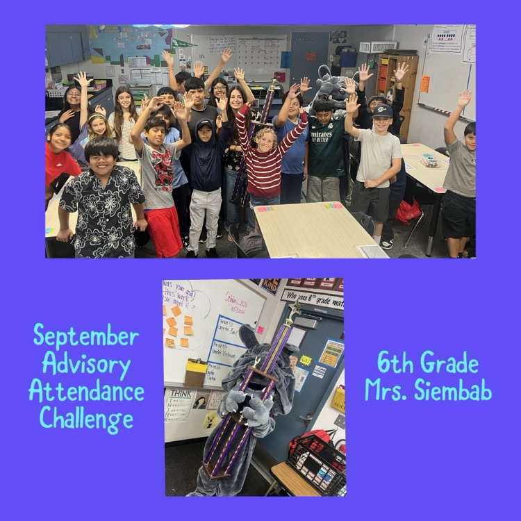 6th grade class received the attendance challenge trophy 