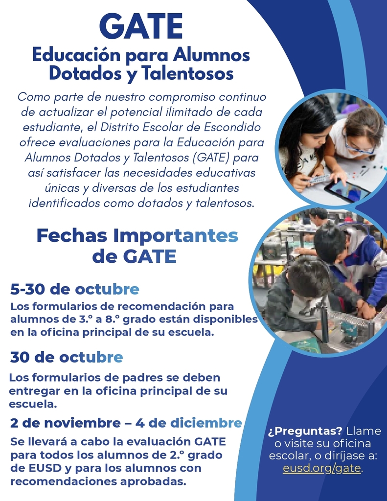 EUSD GATE Flyer in Spanish 