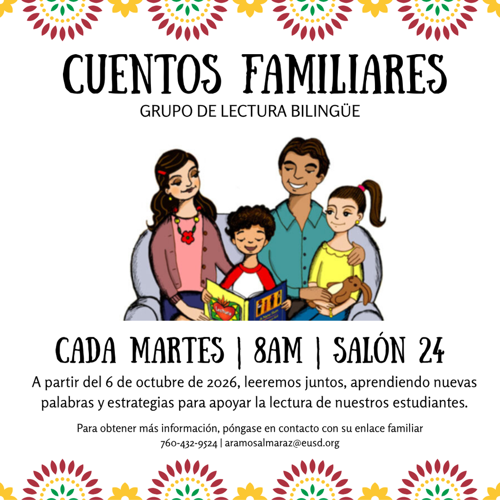 Cuentos Familiares flyer in Spanish