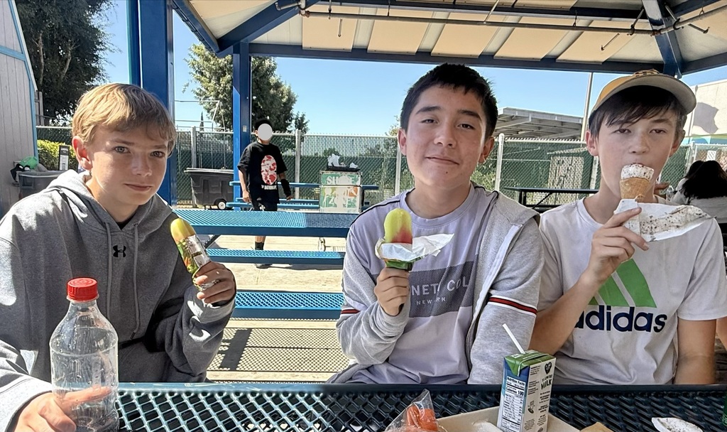 Students eating ice cream