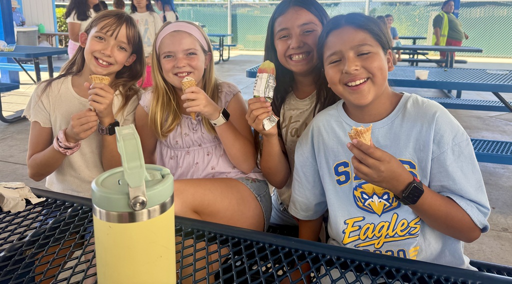 Students eating ice cream