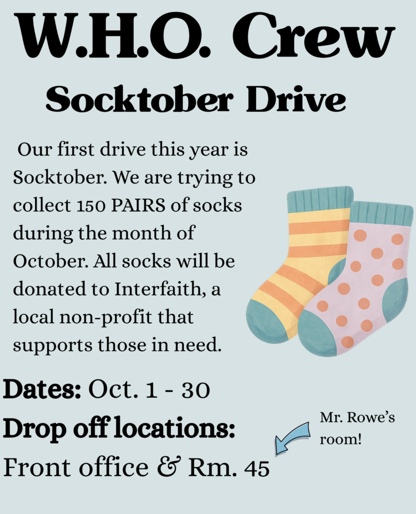 W.H.O. Crew Sock Drive socktober Drive 