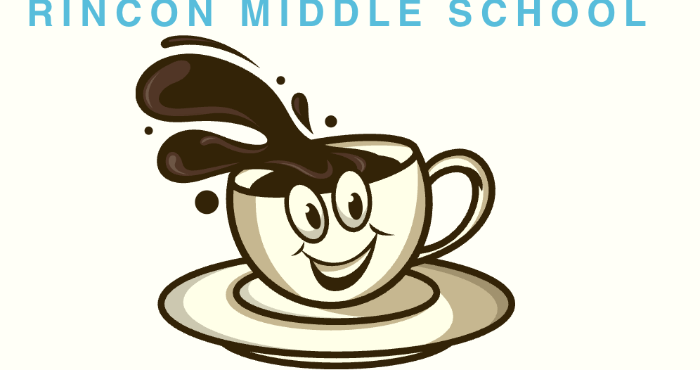 Rincon Middle School Coffee Mug with a Happy Face. 