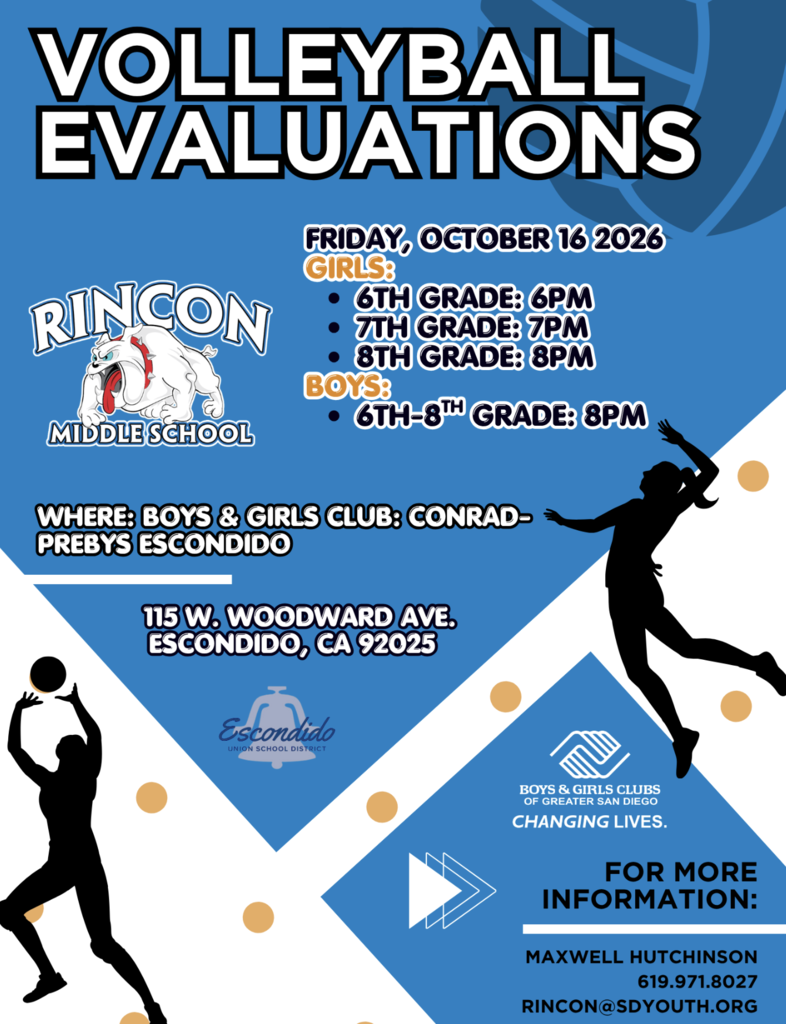Volleyball Evaluations for Rincon Middle School STUDENTS