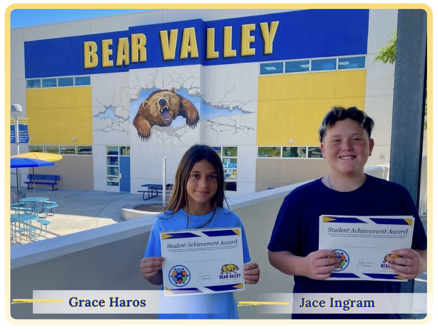 Students holding awards