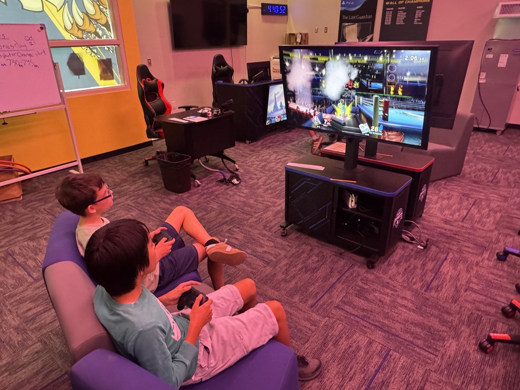two students playing video games