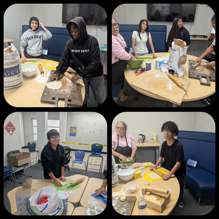 Another collage of Period 1 students helping to make tortillas on Tortilla Day