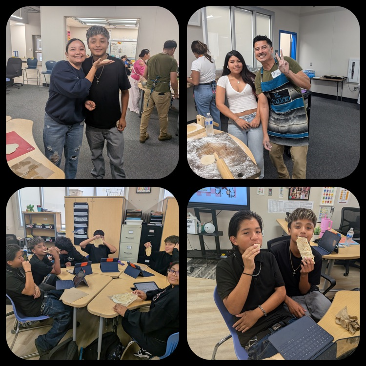 A collage of Period 3 students helping to make tortillas on Tortilla Day