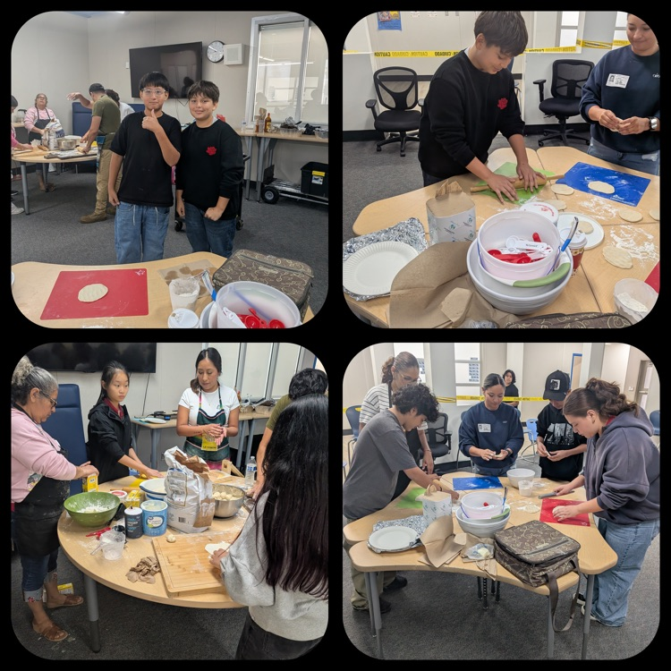 A collage of Period 6 students helping to make tortillas on Tortilla Day
