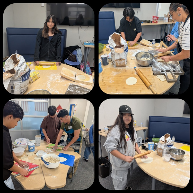 Another collage of Period 6 students helping to make tortillas on Tortilla Day