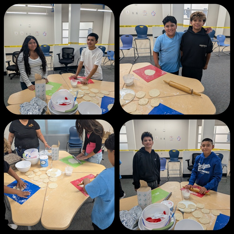 A collage of Period 7 students helping to make tortillas on Tortilla Day