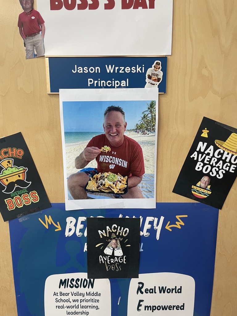 Boss day picture of principal eating nachos