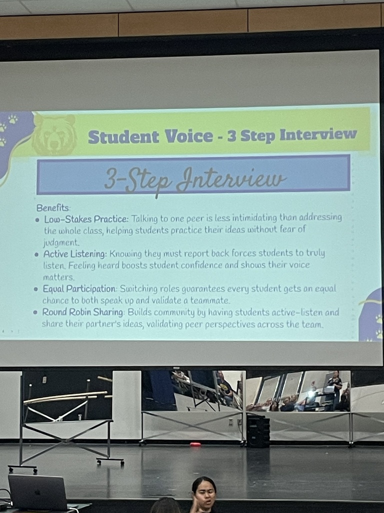 A slide with a student voice strategie. 