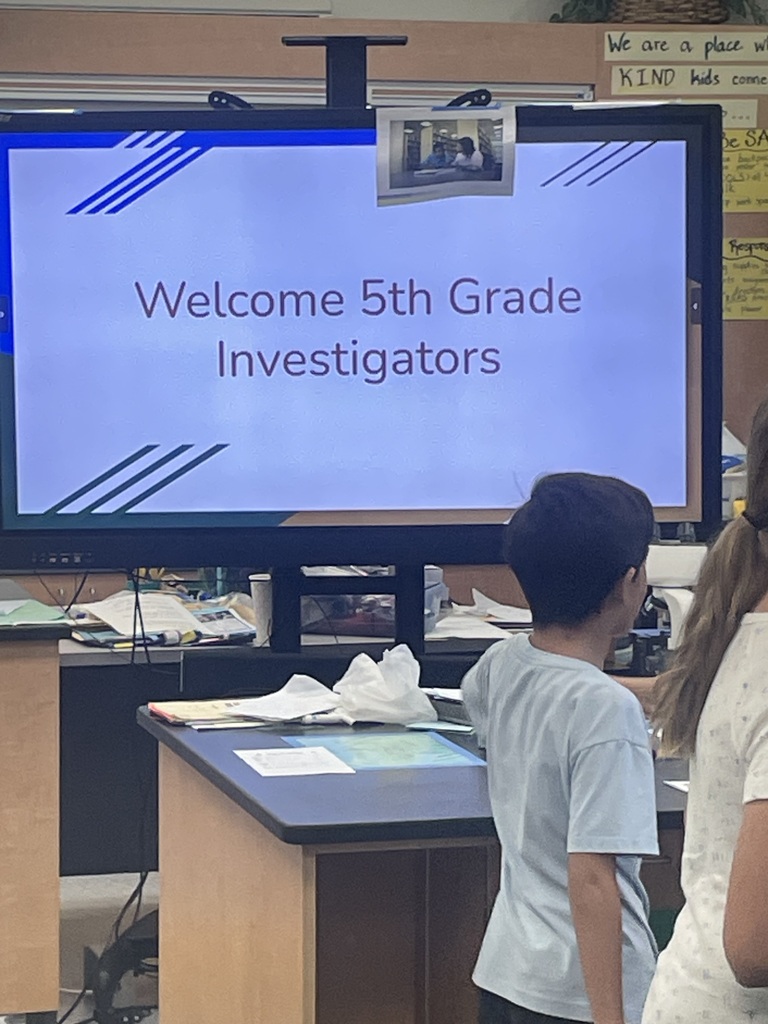 TV saying Welcome 5th grade investigators