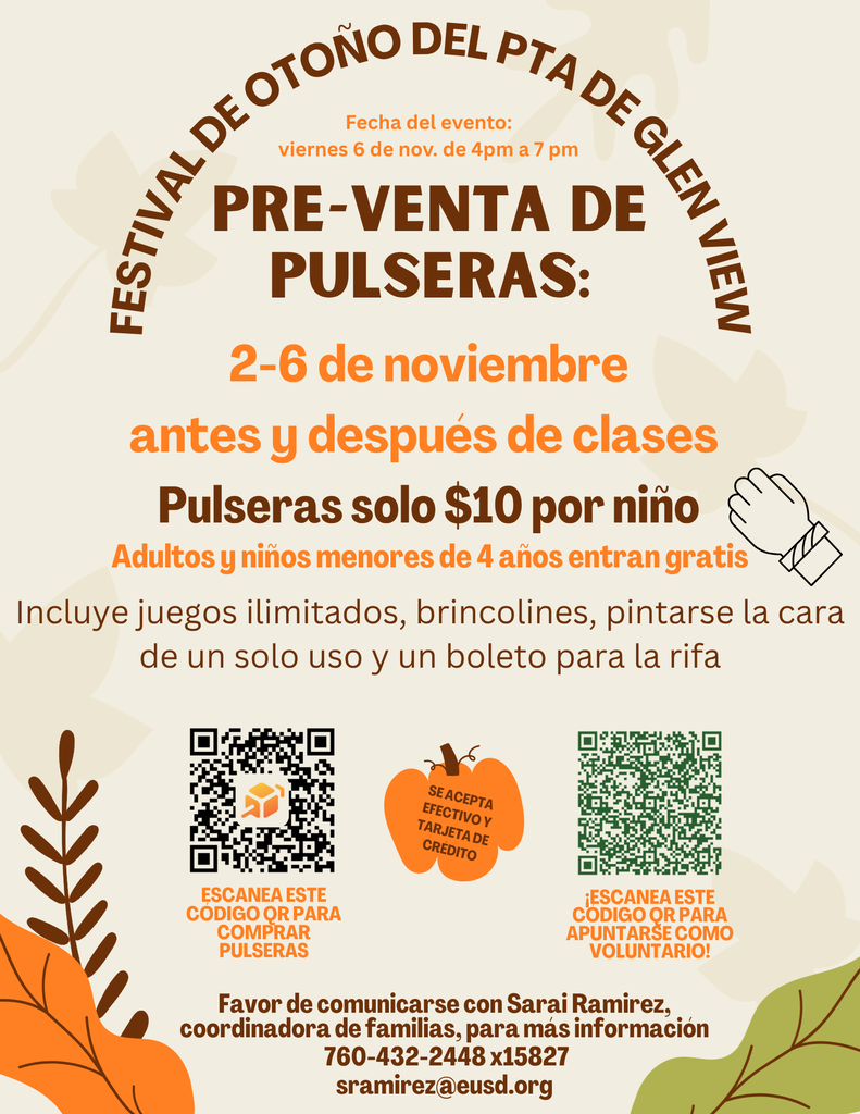GV Fall Festival Ticket Pre Sale Flyer in Spanish 