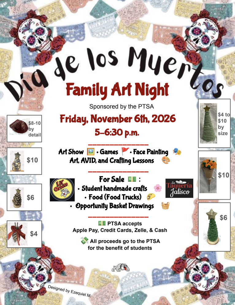 Dia de Los Muertos Family Art Night on 11/6 from 5-6:30 pm