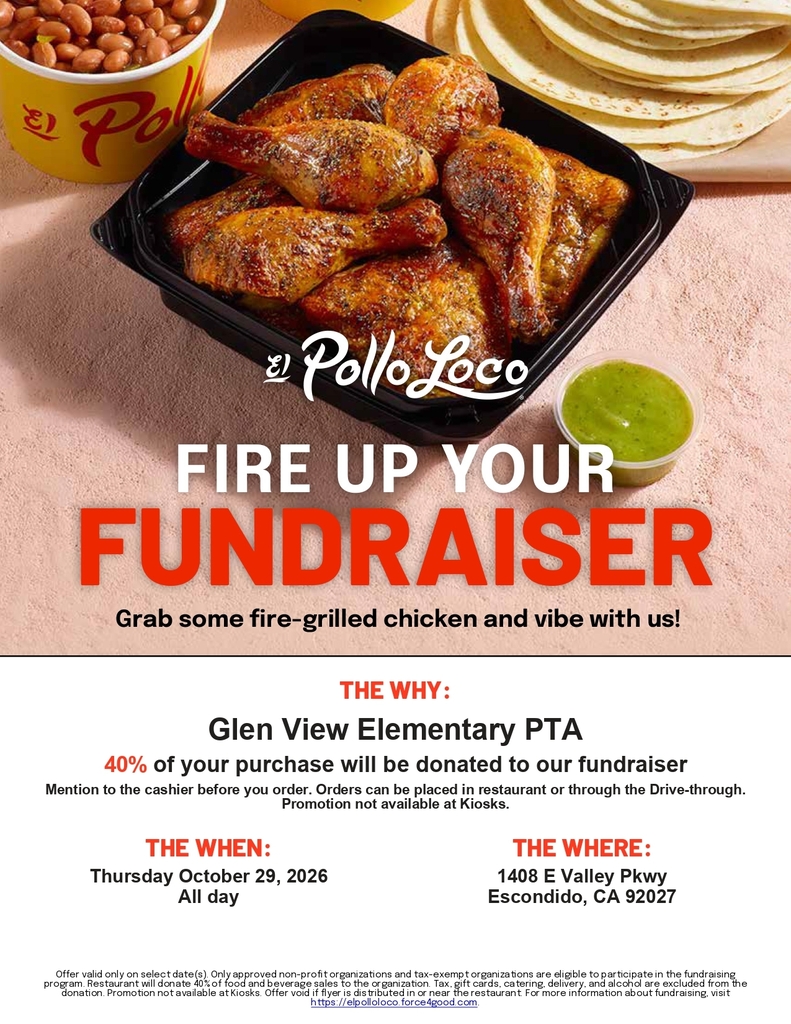 Glen View Pollo Loco Fundraiser Flyer in English 