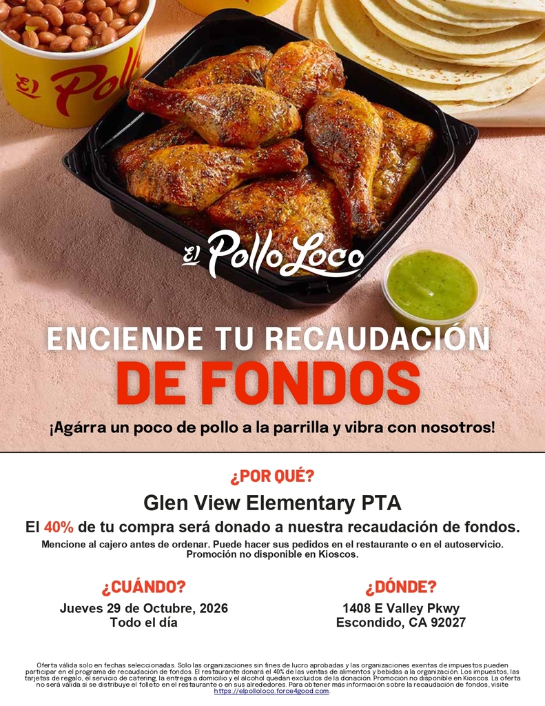 Glen View Pollo Loco Fundraiser Flyer in Spanish 