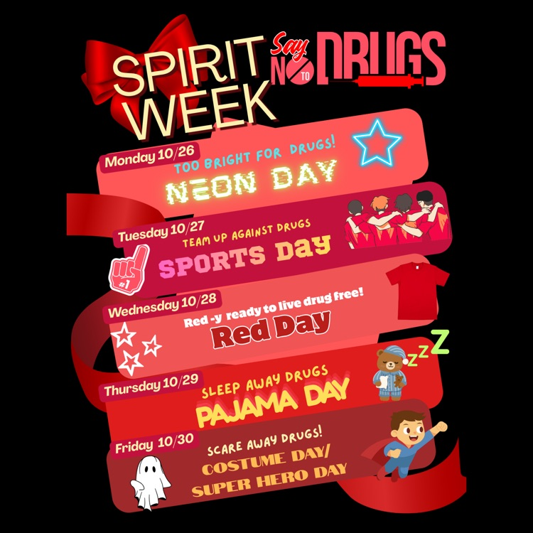 A flyer for the Red Ribbon Week Spirit Week