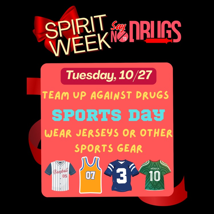 A flyer for Red Ribbon Week's Day 2 Spirit Day, "Sports Day"