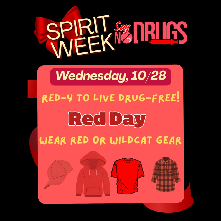 A flyer for Red Ribbon Week's Day 3 Spirit Day, "Red Day"