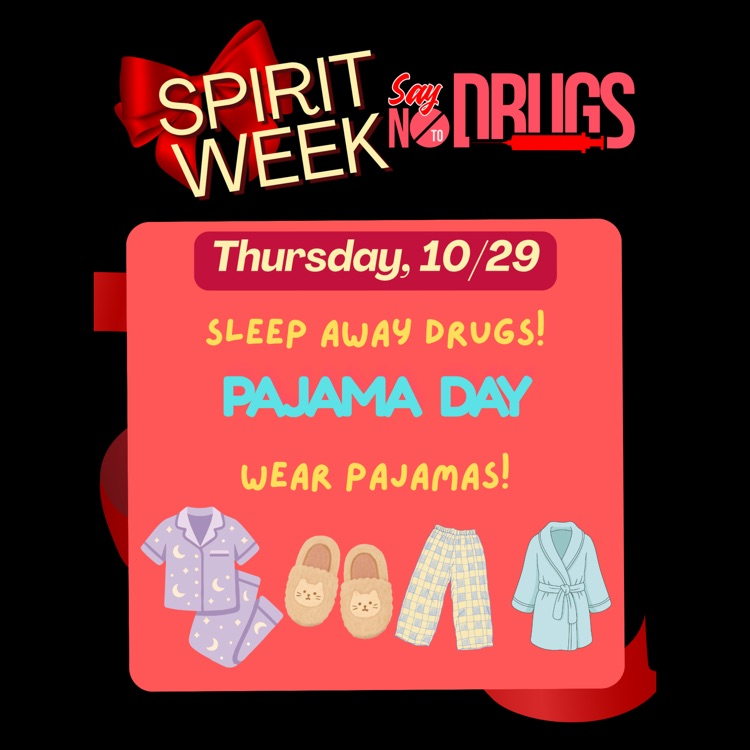 A flyer for Red Ribbon Week's Day 4 Spirit Day, "Pajama Day"