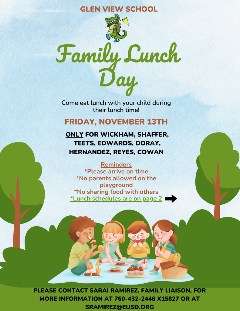 Glen View Family Lunch Day November 13th Flyer in English 