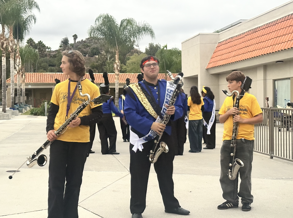BVMS band students with SPHS band member