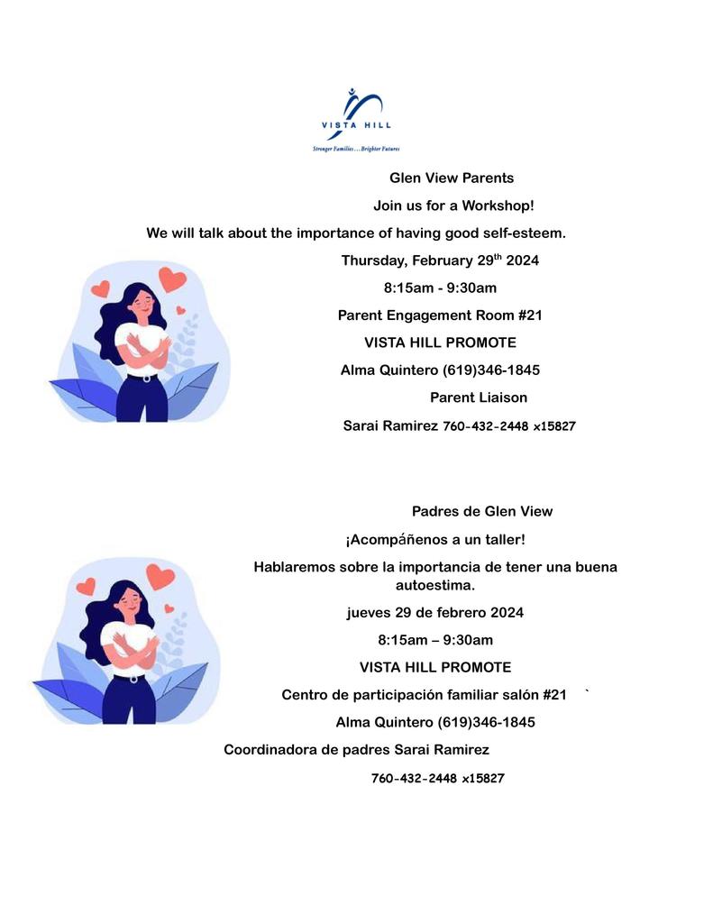 Self Esteem Flyer English and Spanish